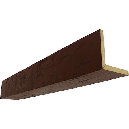 2-Sided (L-beam) Hand Hewn Endurathane Faux Wood Ceiling Beam, NaturaL Pecan, 4W X 8H X 8'L